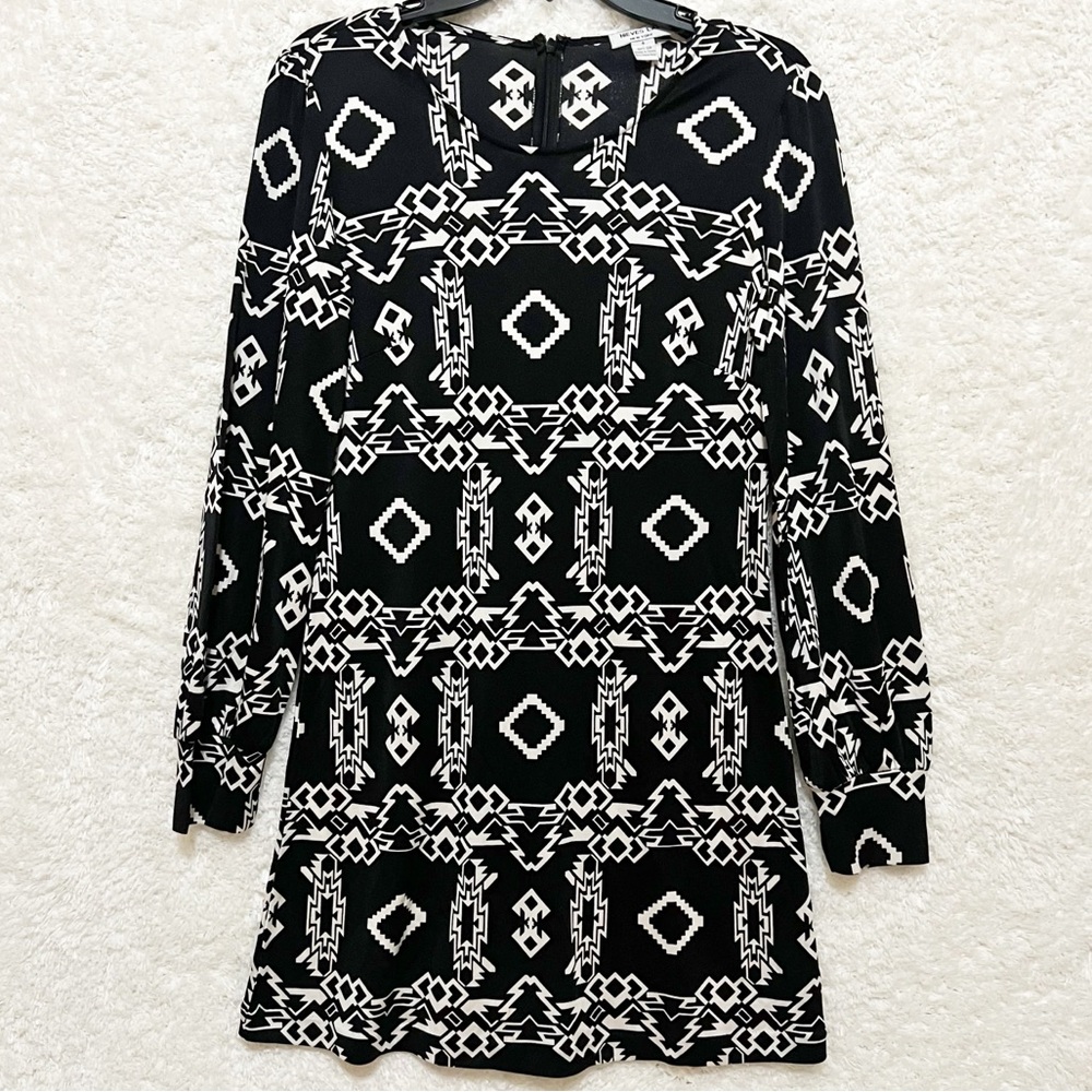 Nieves Lavi Silk Abstract Long Sleeve Printed Jersey Dress